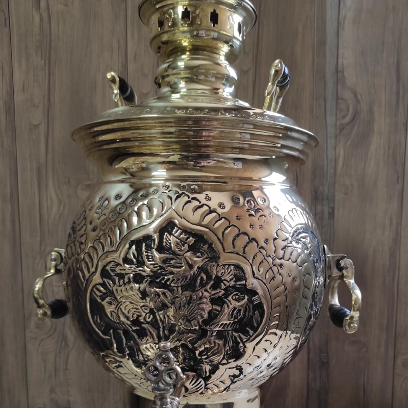 سماور 25کروی قلم زنی  قلم گل و بلبل